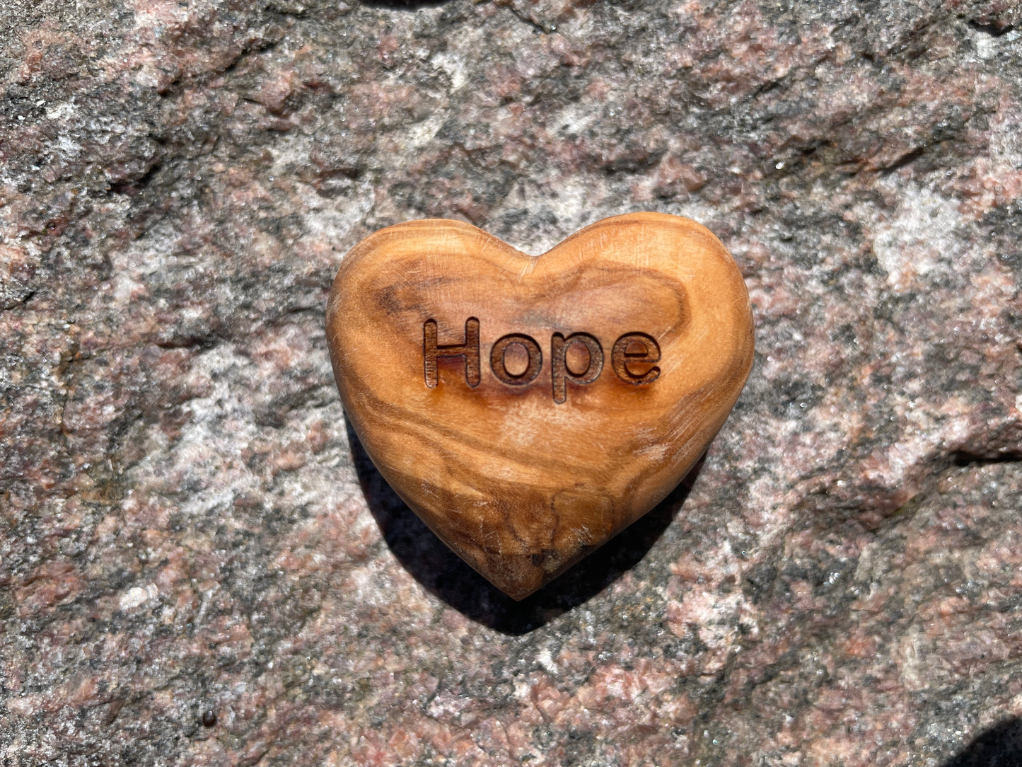 Sag es mit Herz | Hope | Holzherz - Aus Olivenholz